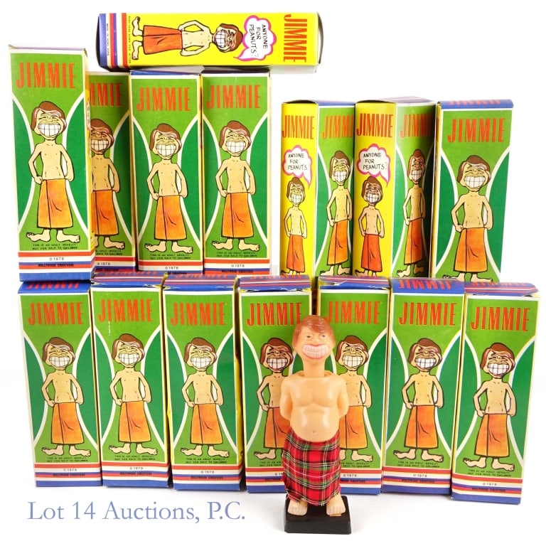 ADULT Political Jimmie Novelty Toys, NIB (15): ADULT Political Jimmie Novelty Toys, NIB (15). Lot of 15 New In Box "Jimmie" Novelties circa 1978 from Hollywood Creations. Item shows striking resemblance to Jimmy Carter. Shelf wear apparent. See ph