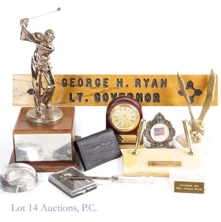 IL. Gov. Geo. Ryan Golf Trophy & Memorabilia: We have a nice assortment of items from the estate of former Illinois Governor George H. Ryan. George Ryan was the 39th governor of Illinois serving in that capacity from 1999 to 2003. Prior to assumi
