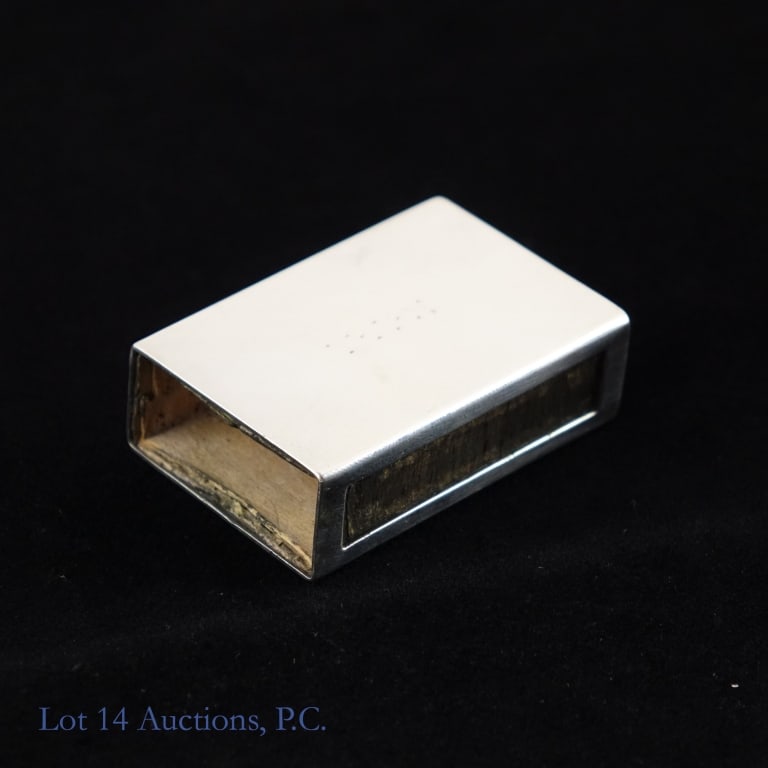 Tiffany & Co Sterling Silver Matchbox: Vintage sterling silver matchbox by Tiffany & Co. The monogram has been mostly polished off by a professional jeweler, but they were unable to fully remove it and some faint remnants remain. See