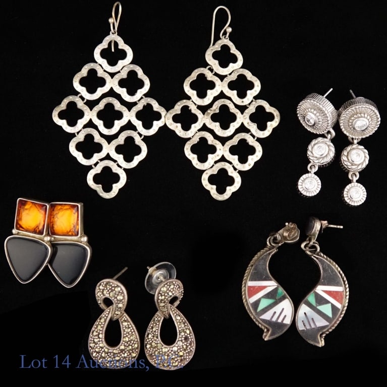 Silver Earrings, Mostly Sterling - 2