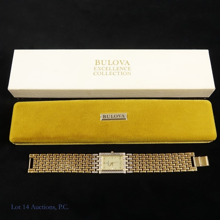 Vintage Bulova 98A57 Swiss Made Men's Wrist Watch: Vintage Bulova 98A57 Swiss made men's wrist watch. Approximately 25.2mm / 1" case width not including the crown, and 8" length. Bulova clamshell felt case and outer cardboard box included