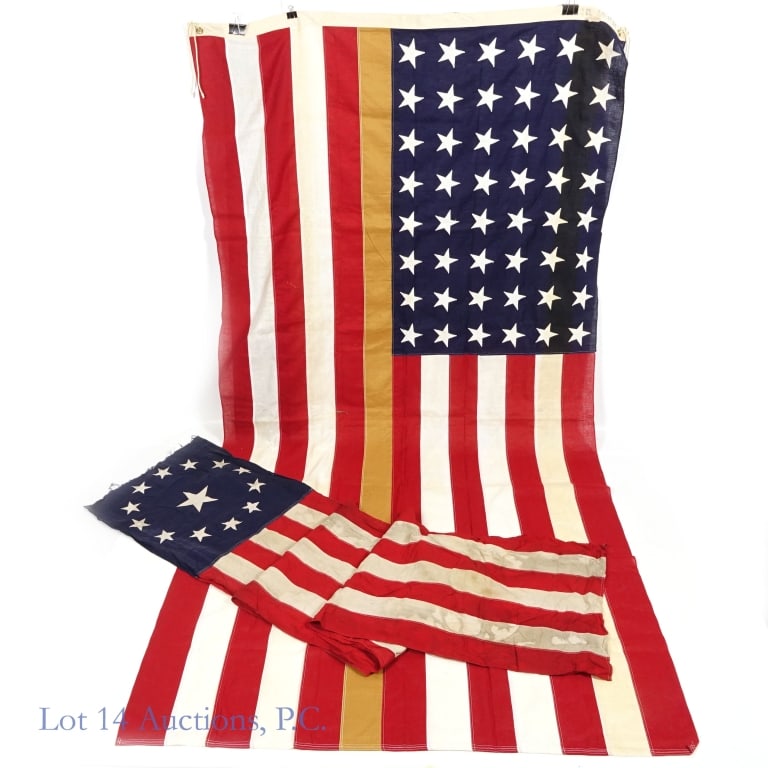 48 Star Gold Stripe Casket Flag & 13 Star Flag (1 of 9)