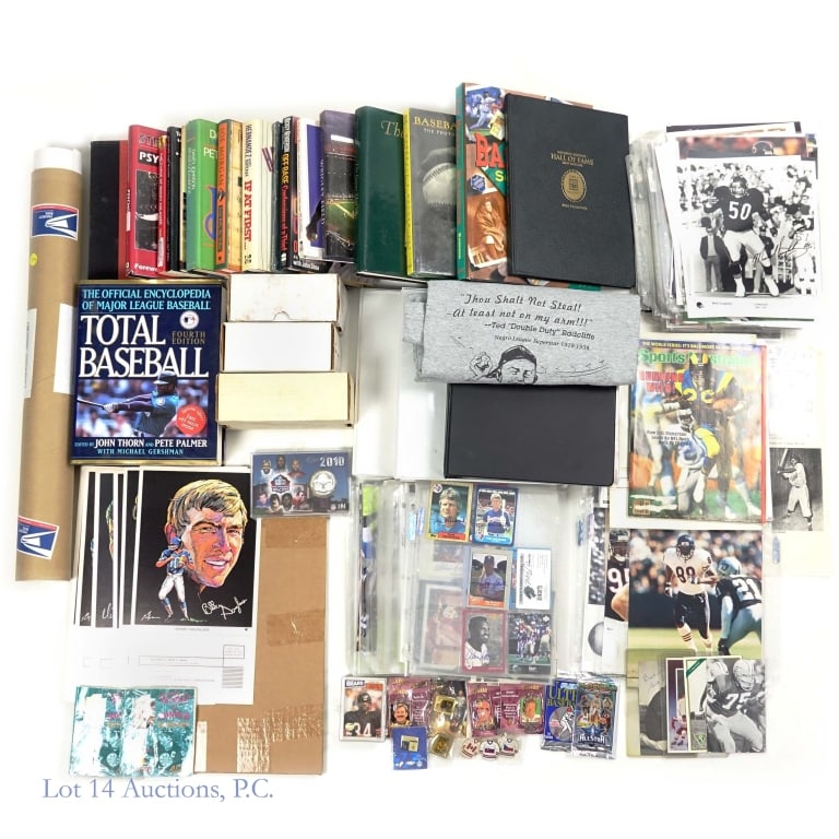 Large Sports Memorabilia Collection (LOCAL/3rd): *** LOCAL PICK UP or 3rd PARTY SHIPPING ONLY. Lot 14 Auctions will NOT ship this lot in house. *** Large collection of sports memorabilia - Mostly Chicago Bears. Over 30 autographed photos,