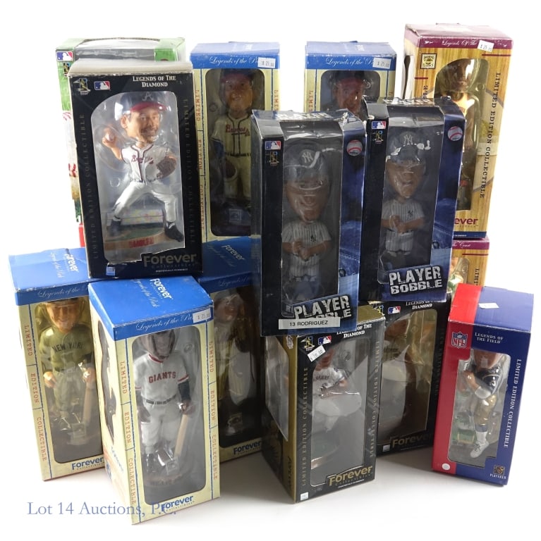 MLB, NFL, NBA Bobbleheads: *** These bobbleheads are NOT SGA Bobbleheads. *** All bobbleheads are new in packaging. All packaging shows varying degrees of wear aging. Forever Collectibles limited edition Lou Gehrig (New York Ya