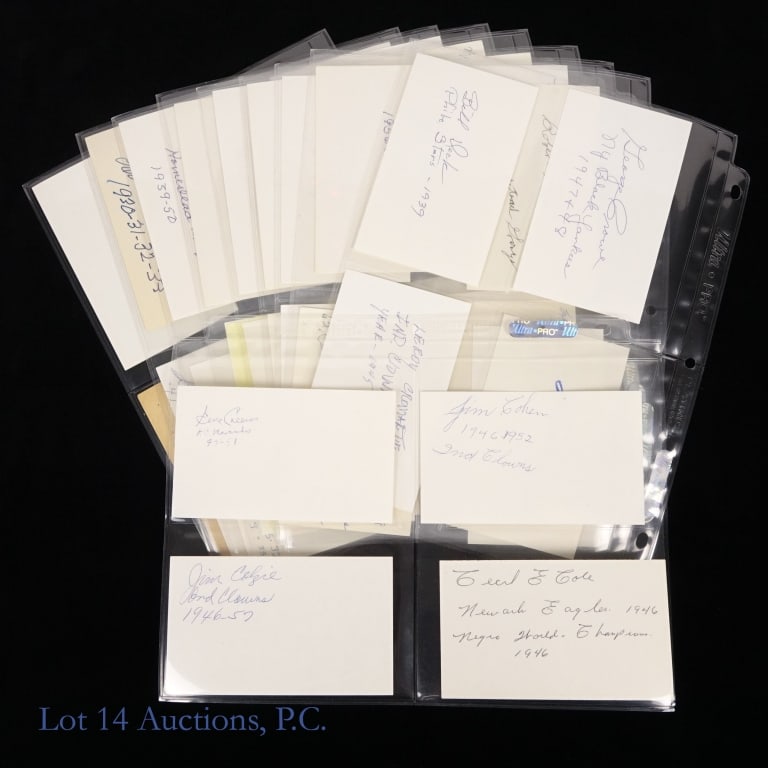 Signed Index Cards By Negro League Players (38): Thirty-eight (38) index cards that have been signed by former Negro League players. *** Per consigner all of these autographs were collected in person, but there are no COAs. *** Among the former play