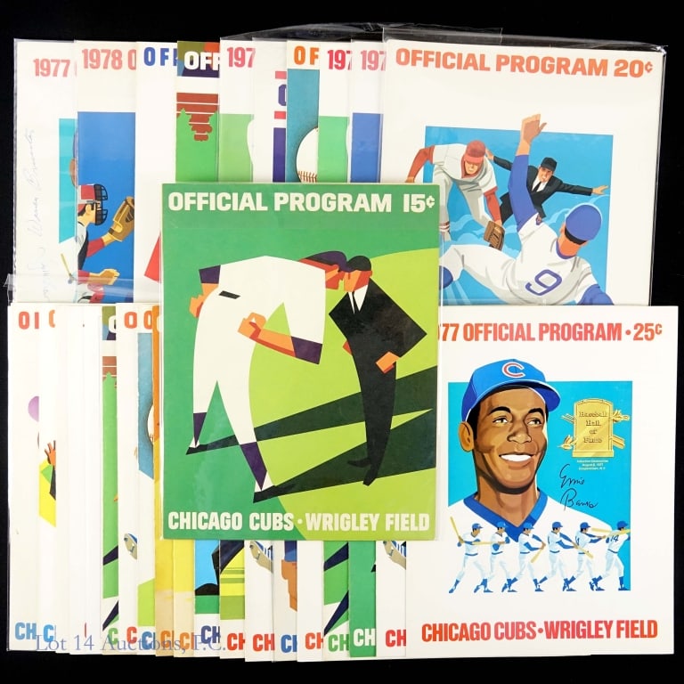 1960s & 1970s Chicago Cubs Scorecards (Some Sigs): Twenty-nine (29) Chicago Cubs scorecards. All have some condition issues, but condition varies. This lot is sold "as is" with no COAs or guarantees. Three (3) scorecards with autographs: one by