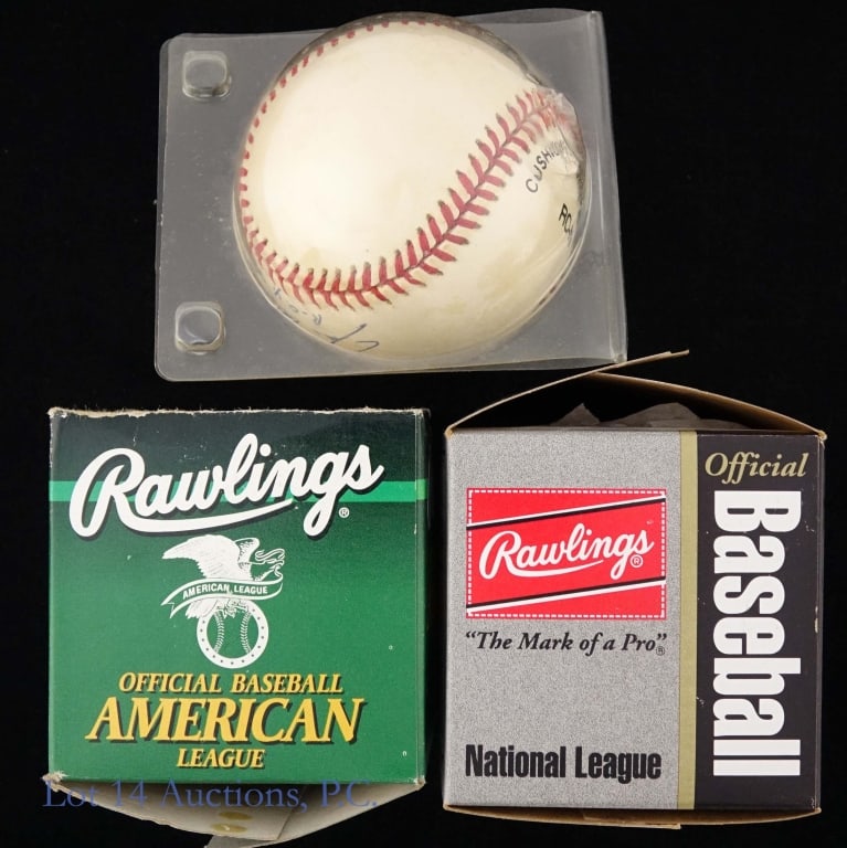 Marichal Irvin Joe Black Signed Baseballs: *** Per consigner, all autographs gathered in person. No other COAs. *** Three (3) autographed baseballs: Rawlings Leonard S. Coleman official National League baseball, signed on the sweet spot in