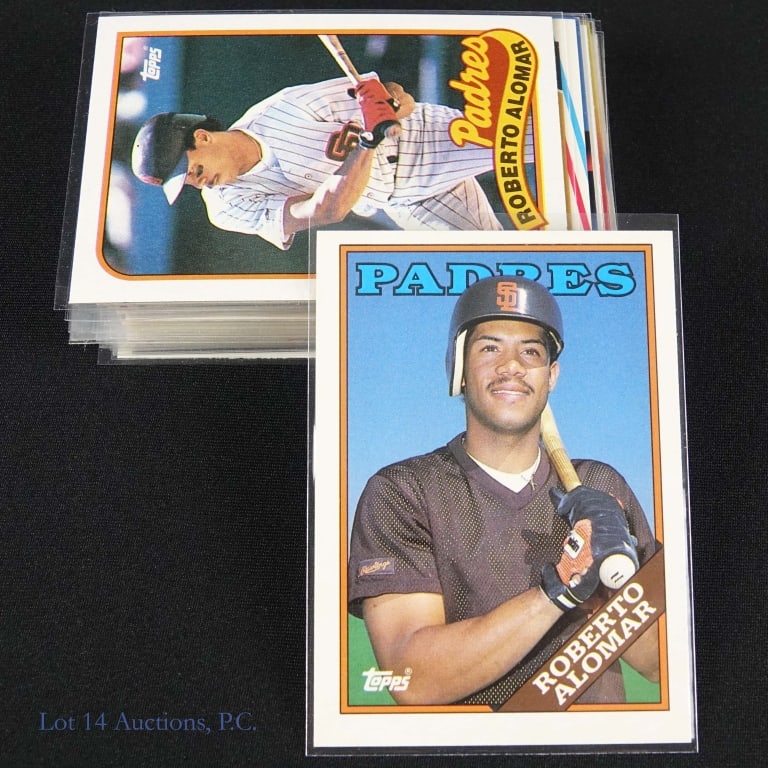 Baseball Hall of Fame Rookie Cards (37): Thirty-seven (37) unique Baseball Hall of Fame rookie cards representing 15 players. Condition varies, but all are in nice shape! Roberto Alomar (1988 Topps Traded #4T, 1989 Topps #206, 1988 Donruss