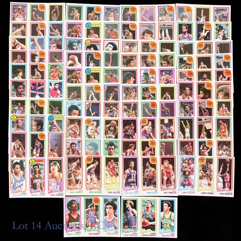 1980-1981 Topps Basketball Cards (41): Forty one assorted 1980-1981 Topps basketball cards. These are the three panel cards. None of the panels has been broken and all of the cards appear to be in above average condition with very little