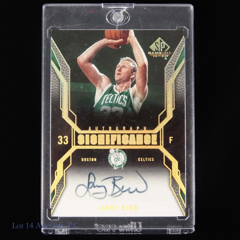 Larry Bird Signed 2007-08 Upper Deck Auto Card: Upper Deck Significance auto card SI-LB signed by Larry Bird. The signature is guaranteed by Upper Deck. The card is encased in a magnetic hard case and appears to be in above average condition with l
