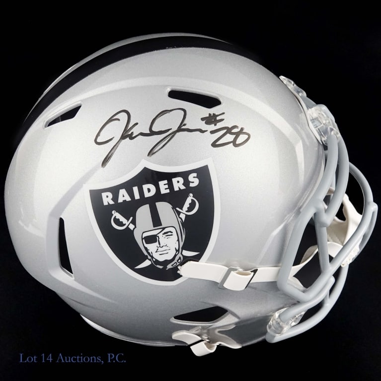 Raiders Josh Jacobs Signed FS Helmet Beckett COA: Full size replica Riddell helmet signed by Josh Jacobs. Jacobs signed with a black Sharpie type pen and included his uniform number with the signature. The signature has been authenticated by Beckett 