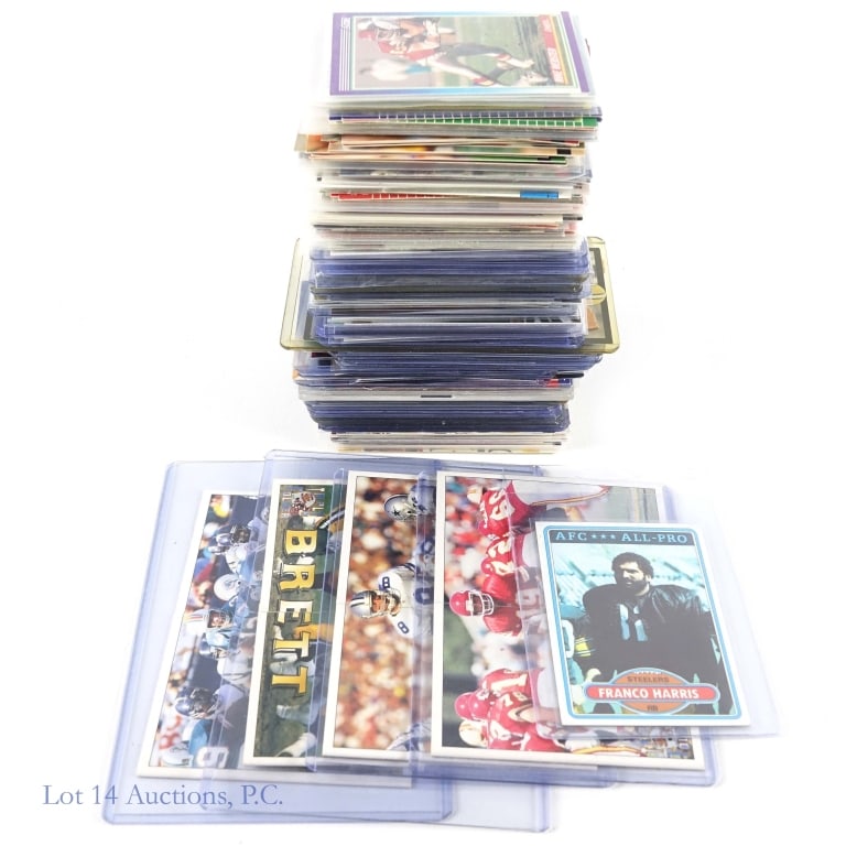 230 Modern Football & Basketball Cards: Assortment of approximately 180 football cards and 50 hockey cards from a variety of manufacturers. There are many duplicate cards in this group and we saw a mix of star players, a handful of hall of 