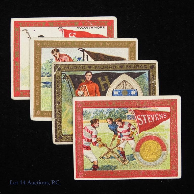 T51 Murad Cigarette College Lacrosse Cards (4) (1 of 4)