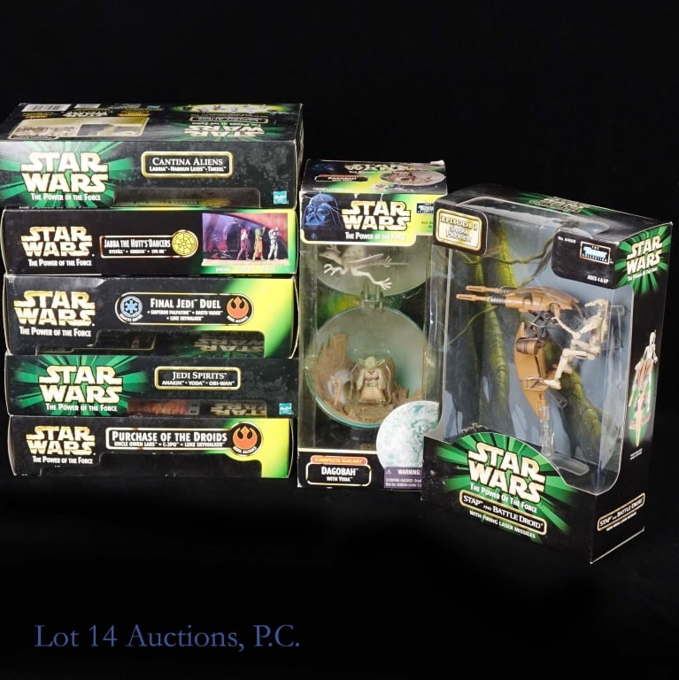 Star Wars Power of The Force Playsets (NOS - 7): Seven (7) Star Wars: The Power of the Force playsets - all new in box. Condition of box varies. Final Jedi Duel (Palpatine, Vader, Luke) *** Jedi Spirits (Anakin, Yoda, Obi-Wan) *** Purchase of the