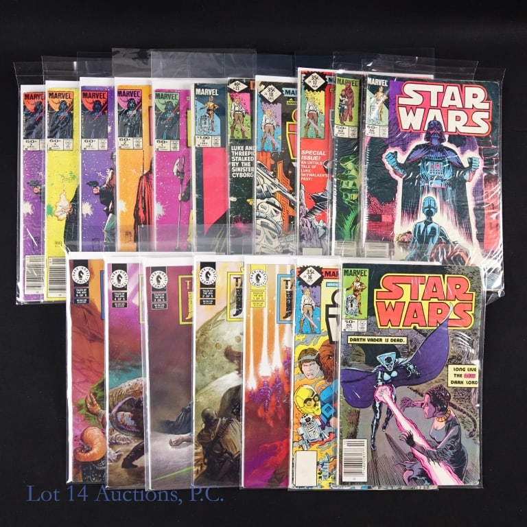 Star Wars Comics, Key, Marvel (+15): Star Wars Comics, Key, Marvel (+15). Collection of over 15 Star Wars comic books including some Key Issues and Full Runs (Tales of the Jedi #1-5, Return of the Jedi #1-4). Key Issues include: Star War