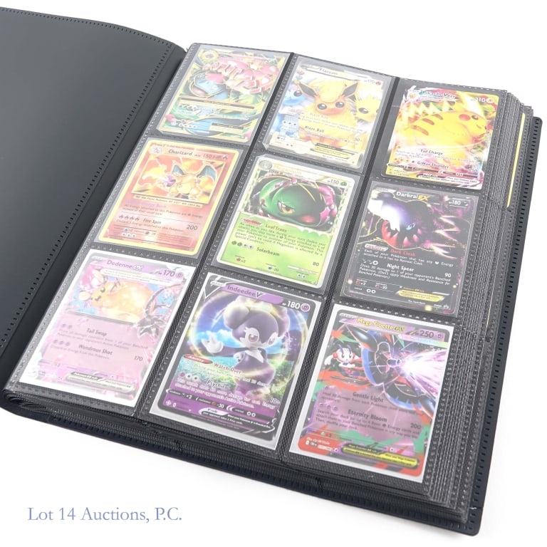 Pokemon Cards in Binder, EX, Vmax, V (+350): Pokemon Cards in Binder, EX, Vmax, V (+350). Collection of over 350 Pokemon cards in binder including some Ex, Vmax, V, Full Art, Holo, Illus., Promos and more. Upon cursory inspection, items appear w
