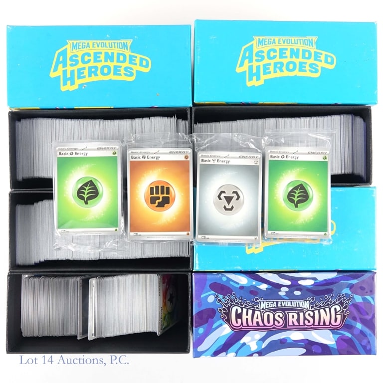 Pokemon Cards in Boxes, Sealed Energy (*2000): Pokemon Cards in Boxes, Sealed Energy (*2000). Estimated 2000 Pokemon cards in boxes with one box containing all Energy cards and sealed Energy packs. Cards seem to be predominately common and uncommo