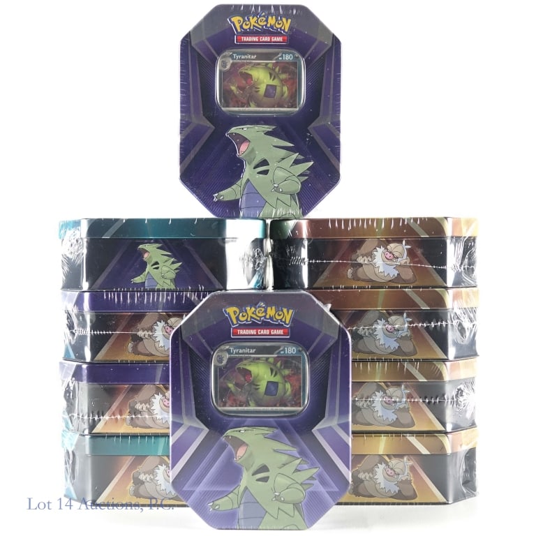 Pokemon TCG Sealed Tins (10): Pokemon TCG Sealed Tins (10). 4 Slaking Pokemon TCG tins, 4 Tyranitar Pokemon TCG tins, & 2 Darkrai Pokemon TCG tins. Items in well maintained condition. See photos for more details on condition and c