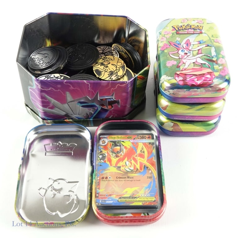 Pokemon Cards & Coins in Tins, Many EX (+100) (1 of 4)