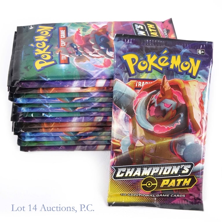 Pokemon Champion's Path TCG Booster Packs (16): 16 Pokemon TCG booster packs of the set Champion's Path, 10 cards per pack. All packs are factory sealed, see photos for details.