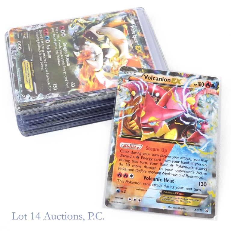 Pokemon EX, Lv. X, Trainer, & V Cards (29): 29 Pokemon EX, EX full art cards, Lv. X cards, Full Art Trainer AZ, and Jolteon V Full Art. Cards range form the year 2007 to 2021. All cards are sleeved, see photos for details.