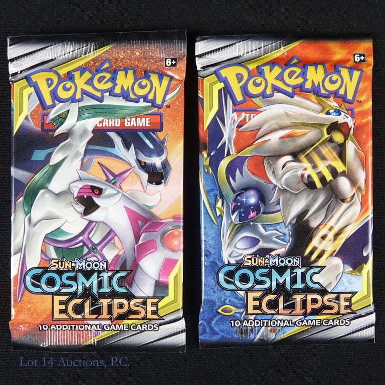 Sun & Moon: Cosmic Eclipse Booster Packs (2): 2 Pokemon Booster Packs of the Cosmic Eclipse set within the Sun & Moon base set. 10 Pokemon trading card game cards per pack. See photos for condition of packs.