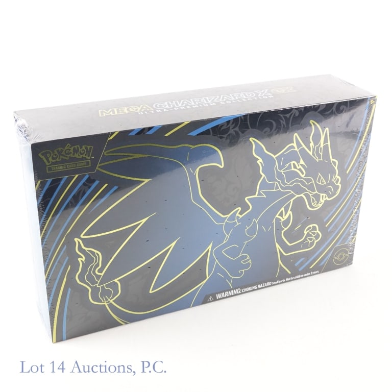 NIB Pokemon Mega Charizard X EX UPC: NIB Pokemon Mega Charizard X EX UPC. All items Factory Sealed and Authentic. Mega Charizard X EX Ultra Premium Collection box from the Mega Evolution line (per box: 2 Foil Promo Cards, 65 Card Sleeves