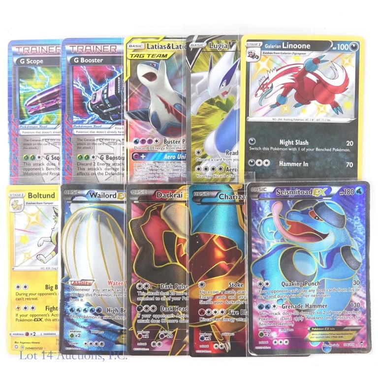 Pokemon Cards, Illustration Rares (10): Pokemon Cards, Illustration Rares (10). Collection of 10 Pokemon Cards. Darkrai ex 118/122 (Illus. Ryo Uedo). Charizard ex 100/106 (Illus. Ryo Uedo). Seismitoad ex 106/111 (Illus. Ryo Uedo). Wailod ex