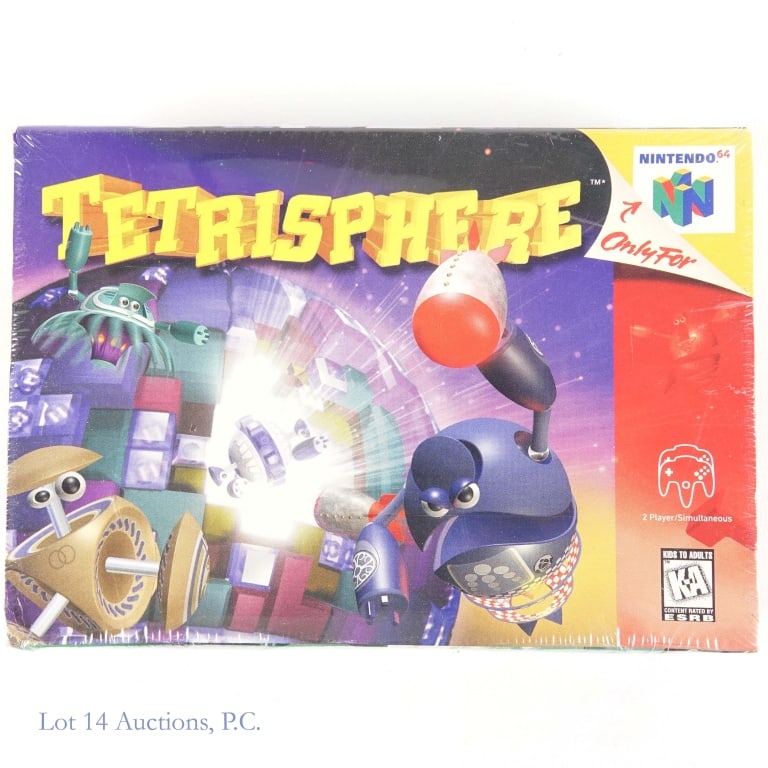 Factory Sealed Nintendo 64 N64 Tetrisphere Game: Factory sealed Nintendo 64 N64 Tetrisphere game. Bottom let corner slightly dented.