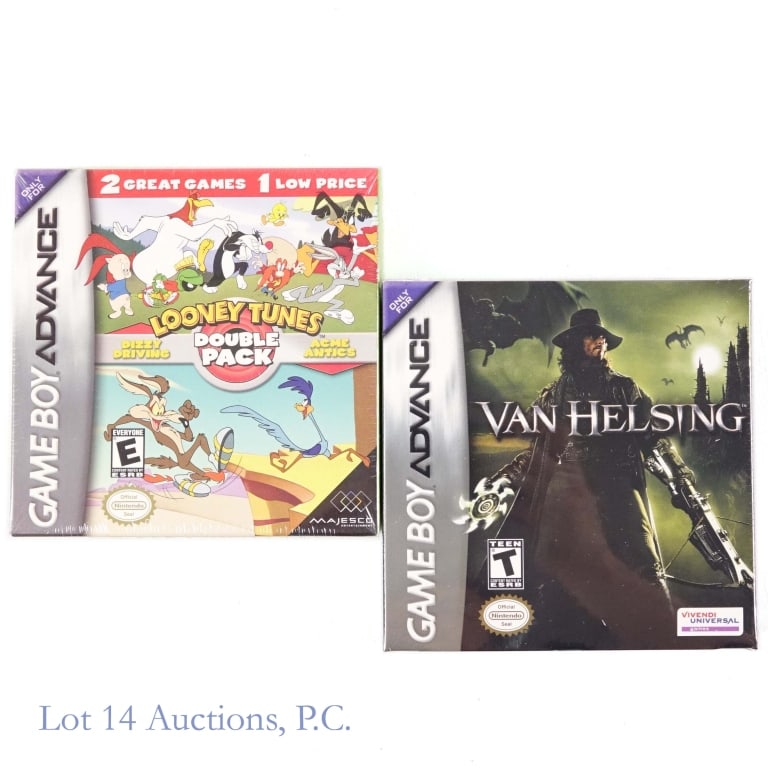 Factory Sealed Nintendo GBA Games (2): Two (2) factory sealed Nintendo Game Boy Advance GBA games - Looney Tunes Dizzy Driving And Acme Antics Double Pack, and Van Helsing.