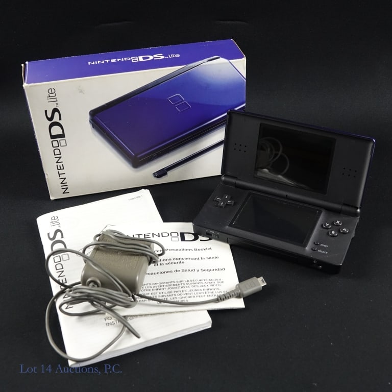 Nintendo DS Lite Cobalt Blue Console CIB T+W: Nintendo DS Lite cobalt blue and black console with original Nintendo charger and manuals in box. Tested and working per consigner. Serial # ******162. Box serial# ******322.