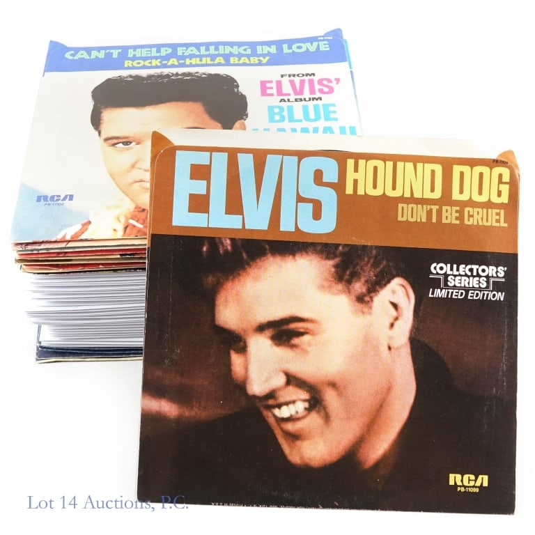 Vinyl Records, Elvis 7", Gold Standard etc. (+40): Vinyl Records, Elvis 7", Gold Standard etc. (+40). Collection of over 40 Elvis 7" vinyl records including Gold Standard reissues and Limited Edition Collector's Series. Items show wear and tear