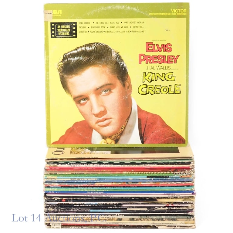 Vinyl Records, Elvis 12", Soundtracks etc. (+35): Vinyl Records, Elvis 12", Soundtracks etc. (+35). Collection of over 35 vinyl record releases featuring Elvis, including spirituals, soundtracks and more. Some items included: His Hand in Mine, LSP-23