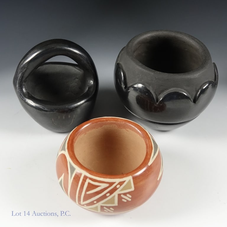 Group of 3 Small Pueblo Pots (Tafoya, Martinez) (1 of 6)