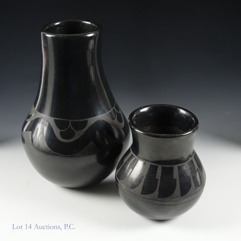 Julia Martinez Black On Blackware Pueblo Vases (1 of 7)