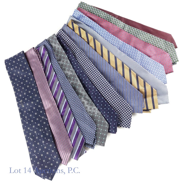 Neckties, Ermenegildo Zegna (14): Neckties, Ermenegildo Zegna (14). Collection of thirteen (14) neckties from Ermenegildo Zegna. Most items present as well maintained, one noted in need of cleaning. See photos for more details on