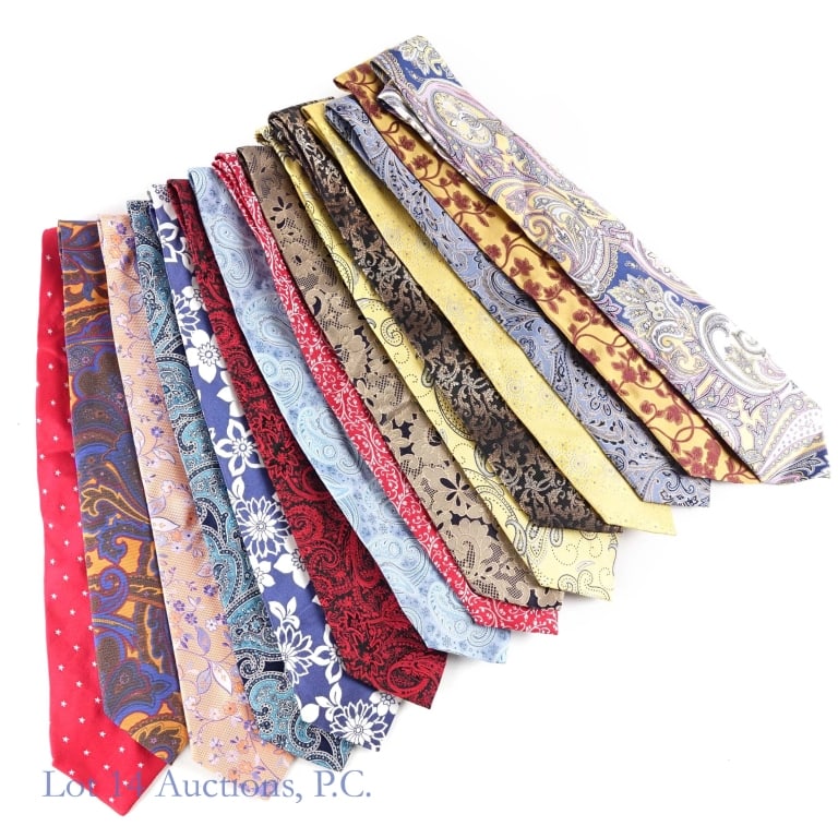 Neckties, Paul Frederick (15): Neckties, Paul Frederick (15). Collection of fifteen (15) neckties from Paul Frederick. Items appear well maintained. See photos for more details on condition and content. There may be wear and tear