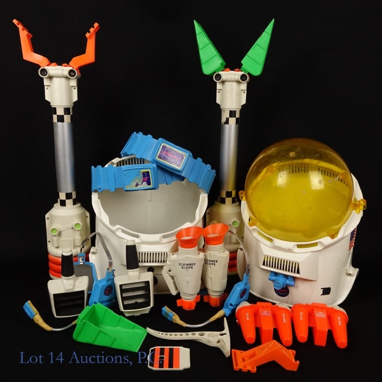 Ideal S.T.A.R. Team Toys, 1970: Ideal S.T.A.R. Team Toys,1970. Lot includes partial sets of S.T.A.R. Team toys from Ideal circa 1969 / 1970. 2 Remote Gripper Devices (missing one gripper and one scooper piece). 2 Space Belts (missin