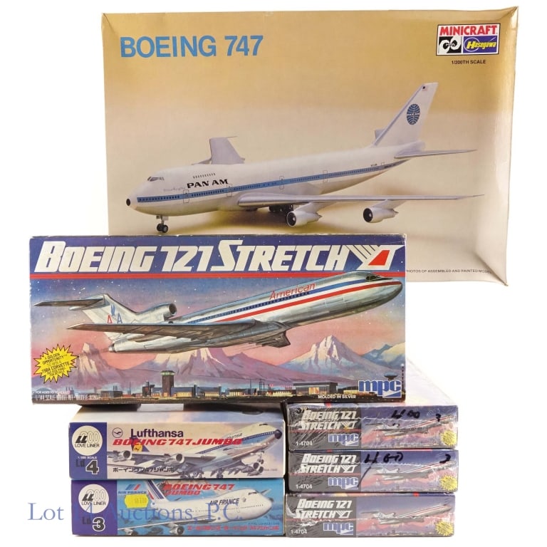 Boeing 747 Model Planes of Varying Manufacturers: Boeing 747 Model Planes of Varying Manufacturers. 7 Boeing 747 model planes all in box. Some boxes have light shelf wear. See photos for more details on condition and content. There may be wear and