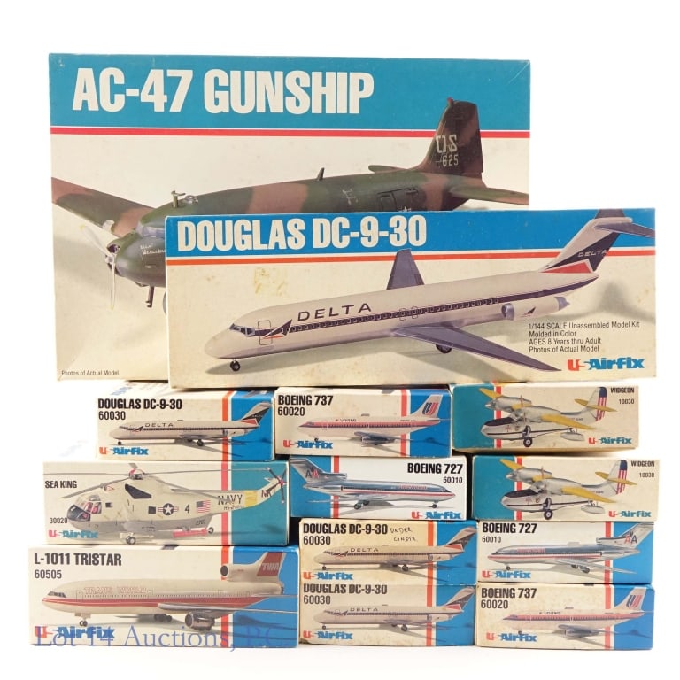 USAirFix Model Plane Kits: USAirFix Model Plane Kits. 13 model plane kits from USAirFix. Boxes present as NOS. See photos for more details on condition and content. There may be wear and tear not visible in photos or detected