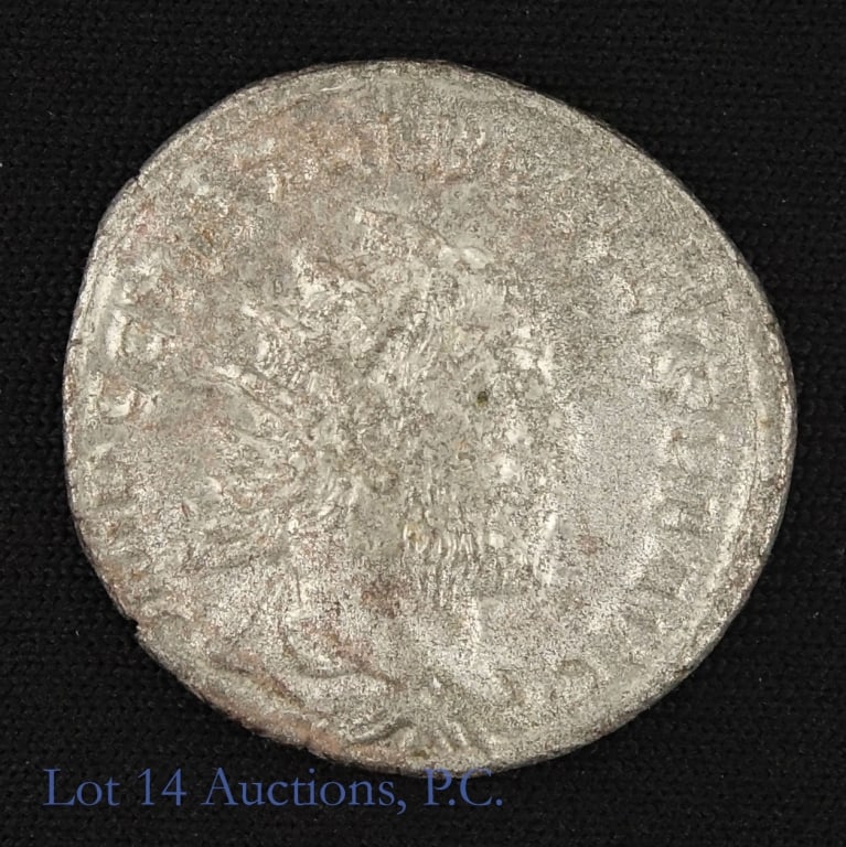 (251 CE) Roman Trebonianus Gallus Anton: (251 - 253 CE) Roman Emperor Trebonianus Gallus silver antoninianus (Antioch Mint) in Distinctive Coins of Downers Grove Illinois holder. Per consigner, in XF condition with slightly porous surfaces, 