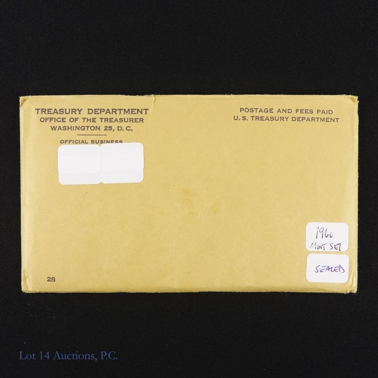 1960 US Silver 10-Coin Mint Set in SEALED OGP: 1960 P, D United States 90%-silver uncirculated 10-coin mint set (Philadelphia, Denver Mints) in original SEALED blister packs and govt packaging (five coins from each mint. MINTAGE IS 260,485. Total 