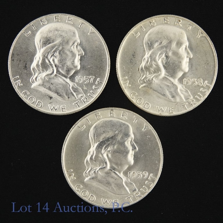'57d, '58d & '59d US Silv Franklin 50c (*CH BU), 3 (1 of 2)