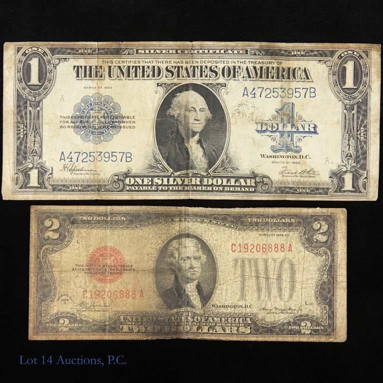 1923 & 1928 US $1 & $2 Notes (2) (1 of 3)