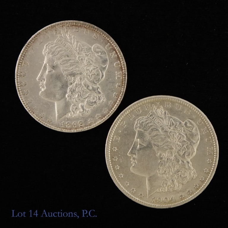1892p & 1904p US Silver Morgan Dollars, 2 (1 of 2)