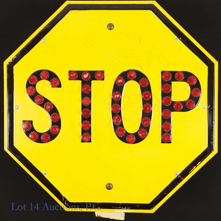 Yellow Metal Stop Sign w/ Red Reflectors (1 of 7)