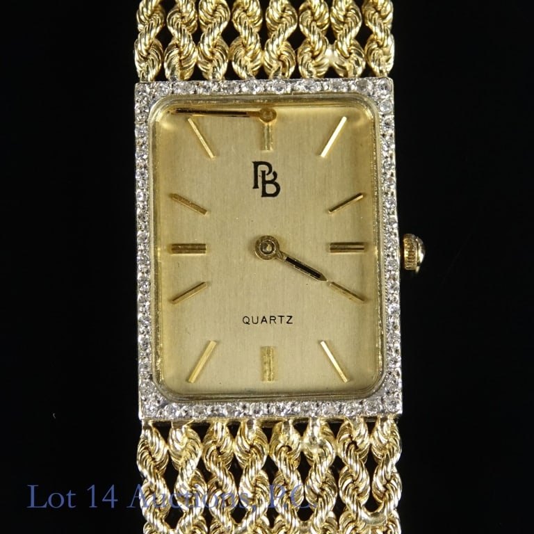 14K Y Gold Quartz Watch 14K Y Gold Bracelet (~39g) (1 of 7)