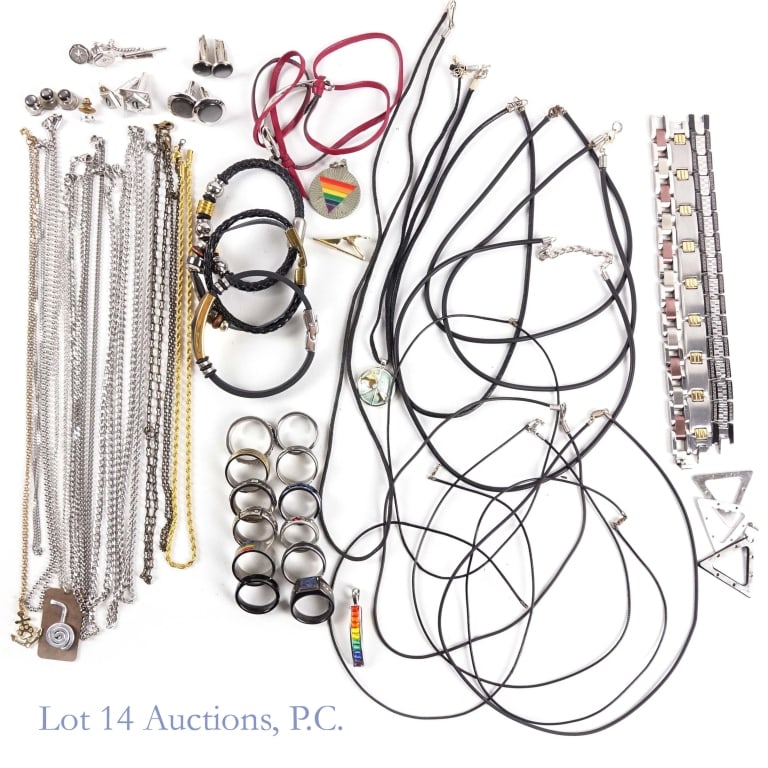 Fashion Jewelry Necklaces Pendants Rings Leather: Fashion jewelry - necklaces, leather necklaces, pendants, bracelets, rings, LGBTQ pride. See photos for details.