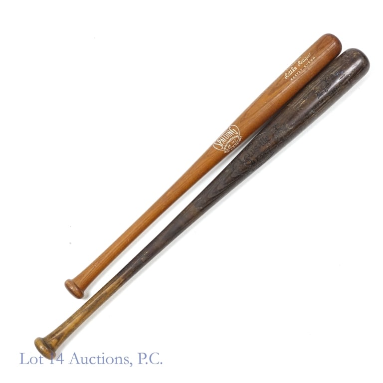 2 Baseball Bats - Harvey Kuenn & Jerry Martin: Here is a Spalding Little League bat we believe to be from the early to mid 1960's that is endorsed by Harvey Kuenn. This bat i sin very good condition with a nice patina and just a trace amount of