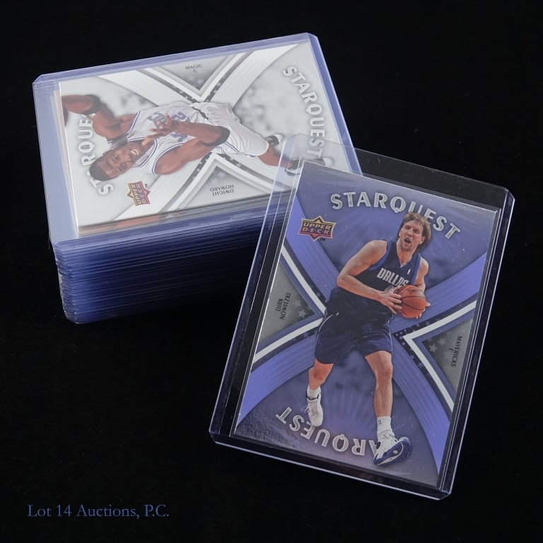 Assorted Basketball Cards With Stars (26): Assortment of basketball cards including 2008-09 Upper Deck Star Quest cards of Dirk Nowitzki, Chris Paul, Deron Williams, Allen Iverson (Un-Common), Dwight Howard, Allen Iverson (Common), and Chris